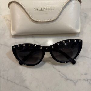Valentino Black Cat-Eye Sunglasses with Silver Studs
